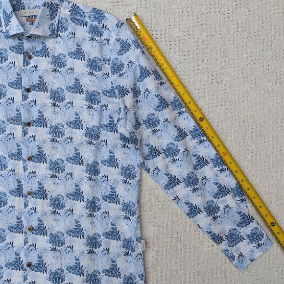 Bugatti Linen Cotton Men's Long Sleeve Fitted Shirt Floral Size M - Picture 7 of 7